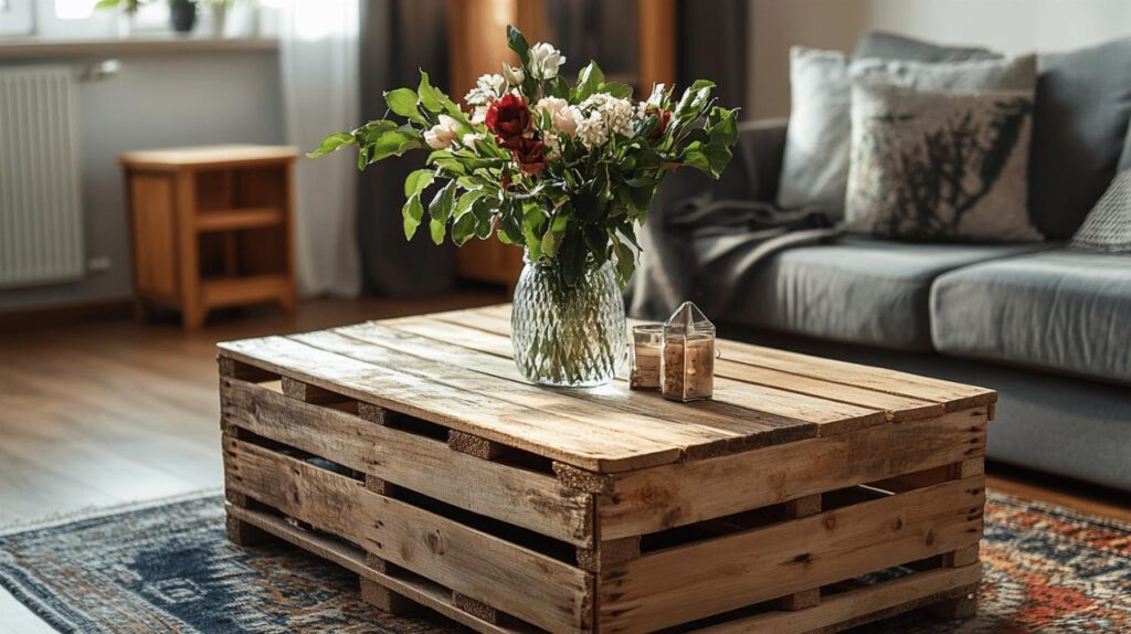 Decoration rustique : creer une table basse avec une caisse a pommes vintage